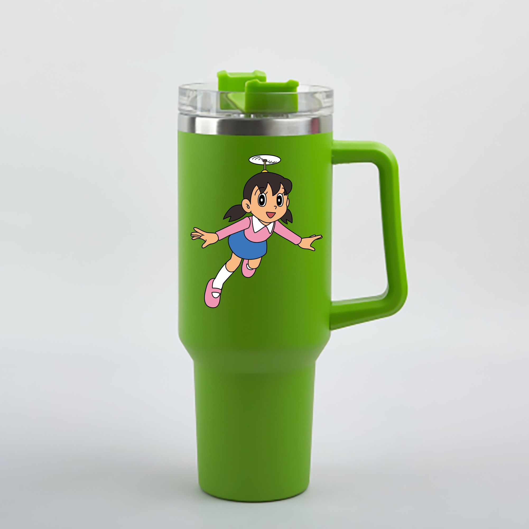 （画像用） ドラえもん みなもと しずか Doraemon Shizuka Minamoto 1200mL車用タンブラー - クリスタルステッカー（プラスチックストロー付き）